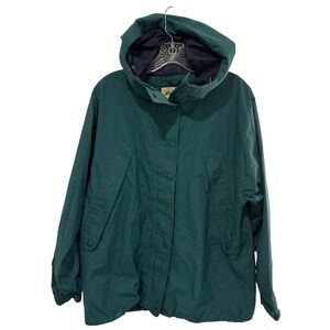 Eddie Bauer Gore-Tex Hooded Rain Coat Jacket Womens S Green Outdoors Waterproof